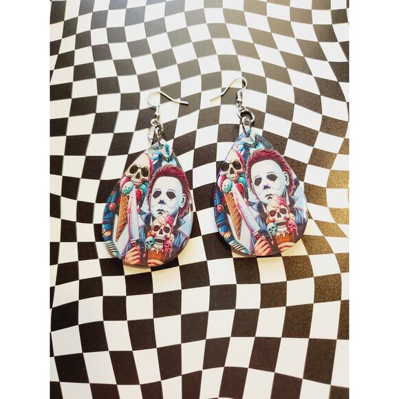 Handmade Unique Horror lover dangle large earrings. - Picture 1 of 4